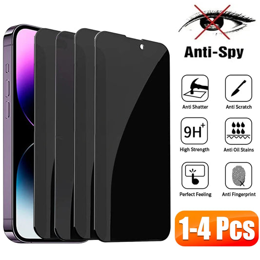 "Ultimate Privacy Screen Protectors for iPhone 15, 14, 13, 12, 11, X, XS Max, XR - Anti-Spy Tempered Glass - 1-4 Pcs"